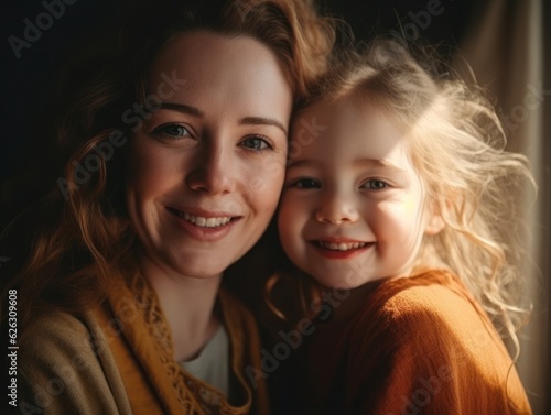 Happy Mother's Day. Mather and daughter smiling happily. Generative AI