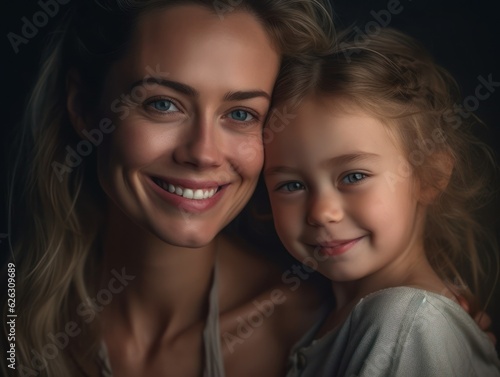 Happy Mother's Day. Mather and daughter smiling happily. Generative AI