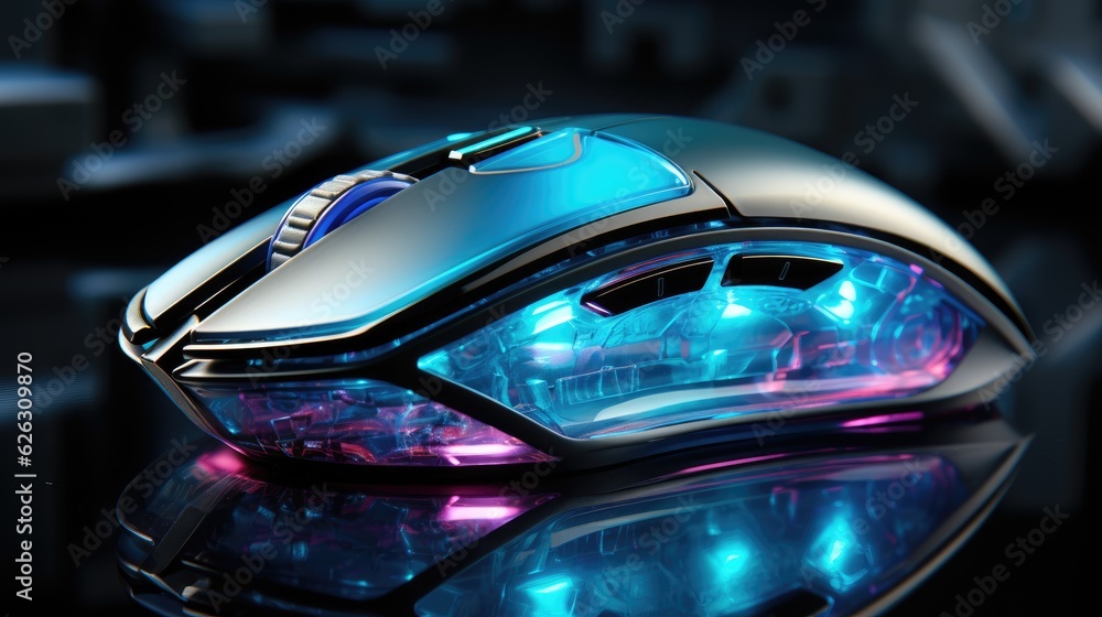 Computer mouse with neon effect generated by AI Computer mouse with neon effect generated by AI