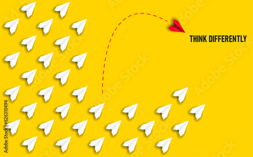 Paper airplanes.Think different, be different, success in life, courage, enterprise, trust, belief, fearless, daring, idea concepts.