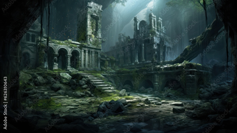 Naklejka premium Fantasy Ruins Artwork