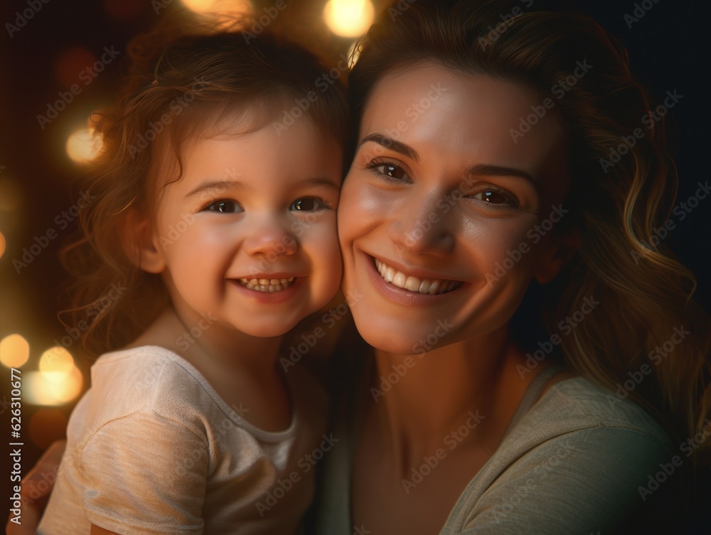 Happy Mother's Day. Mather and daughter smiling happily. Generative AI Happy Mother's Day. Mather and daughter smiling happily. Generative AI
