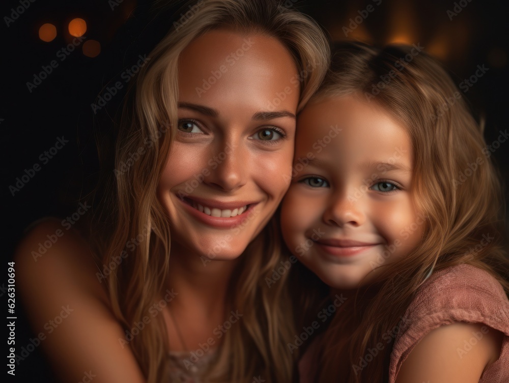 Happy Mother's Day. Mather and daughter smiling happily. Happy Mother's Day. Mather and daughter smiling happily.