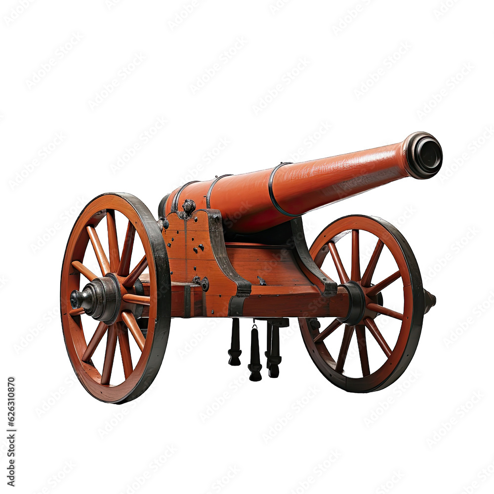 An antique cannon isolated on a white background
