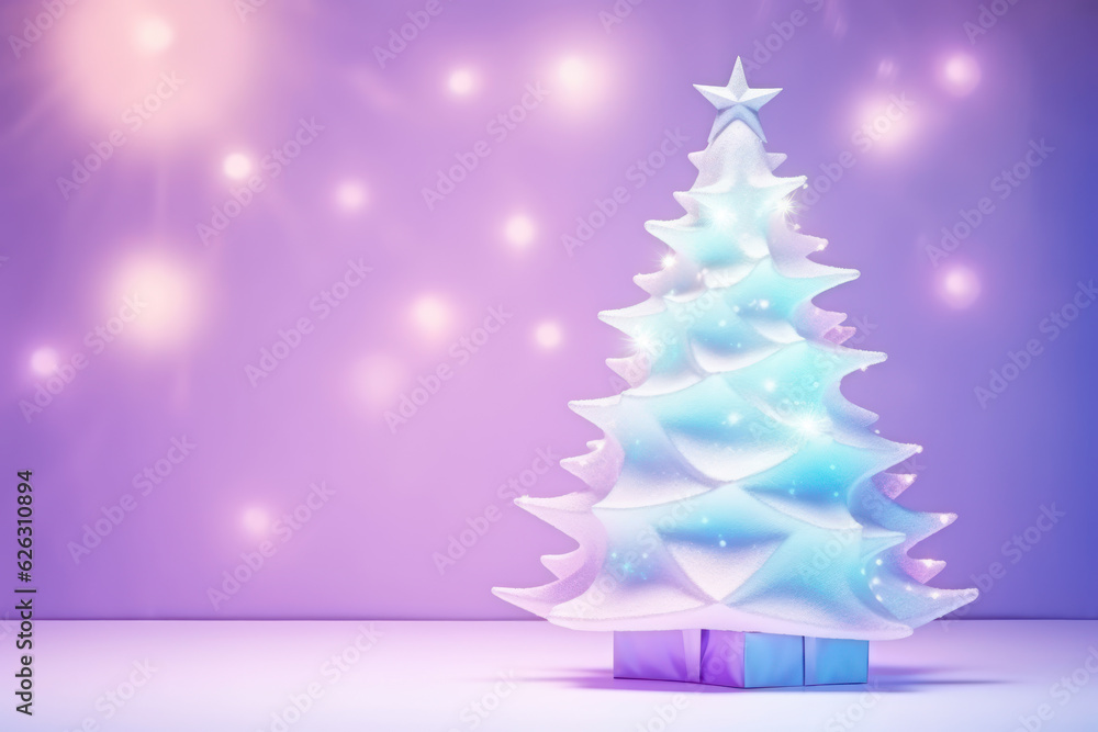 Pastel neon Christmas tree and balls with copy space. Pastel neon Christmas tree and balls with copy space.