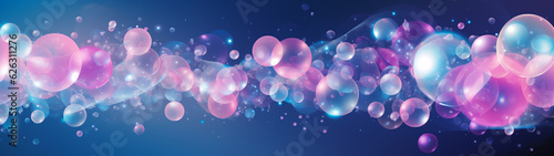 Banner with abstract festive shiny bubble background. Copy space. Generative AI