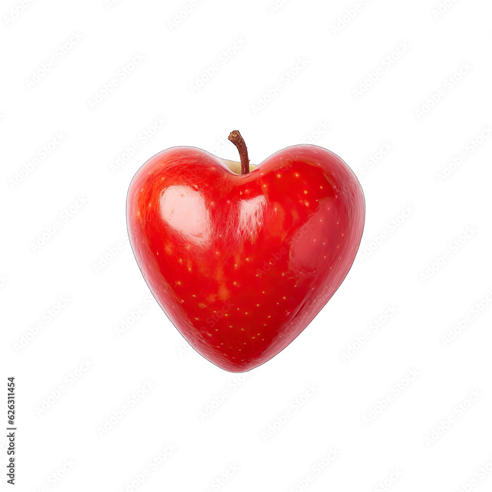 Obraz premium A heart-shaped apple on a clean white background
