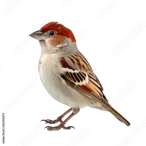A red-headed bird perched on a white surface