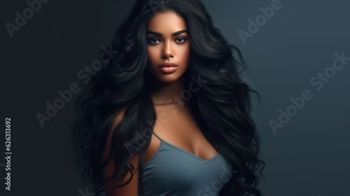 Beautiful model woman with long hairstyle. Care and beauty hair products