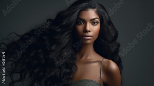 Beautiful model woman with long hairstyle. Care and beauty hair products
