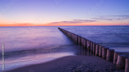 Fototapeta Naklejka Na Ścianę i Meble -  beautiful sunset over the Baltic Sea Pogorzelica July 2023