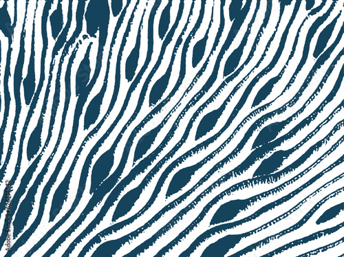 Nature Pattern. Organic Texture. Animal Background. Stripes Texture. Indigo Blue Color. Exotic Tiger Print. Safari Stylish Pattern. Savannah Fashion. Zebra Pattern  Animal Print. Fabric and Textiles.