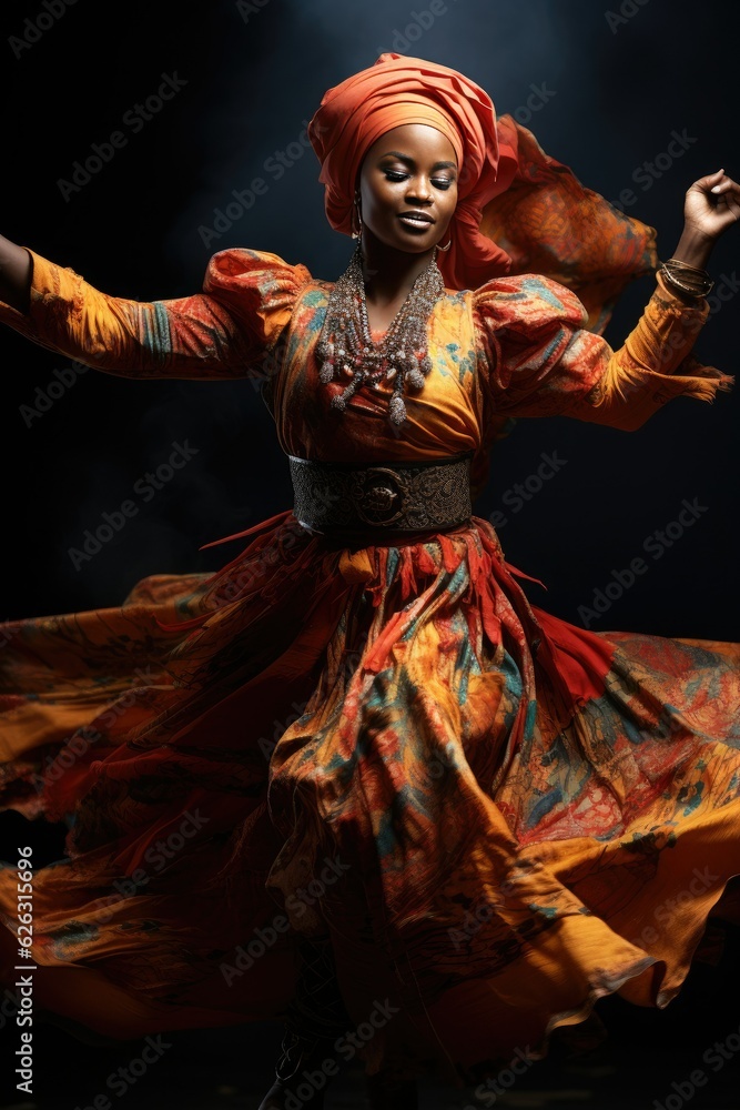Dancing african lady. Generative AI