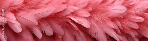 Abstract banner with pink feathers background. Generative AI