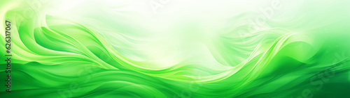 Banner with abstract green wave on white background. Border, card with eco design. Copy space. Generative AI