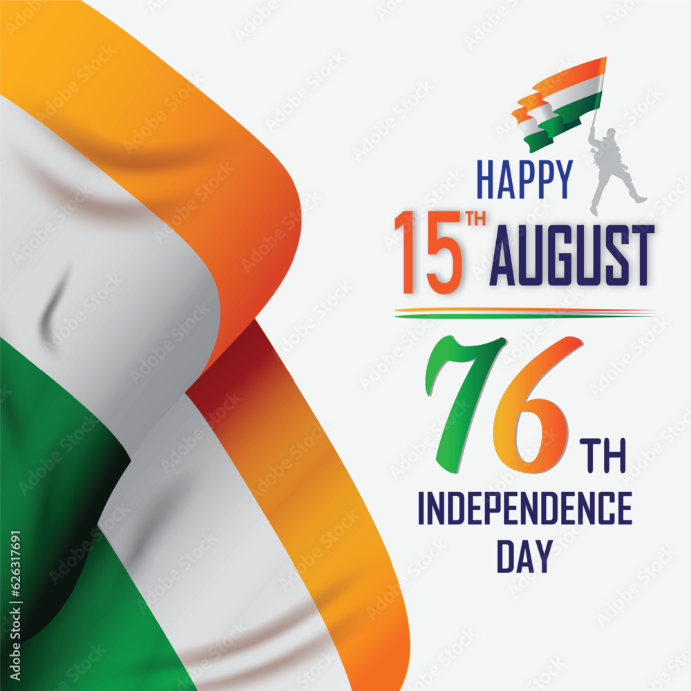 Indian realistic flag with Indian 15th august independence day ...