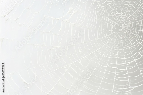 Close-up of a white spider web on a light background.