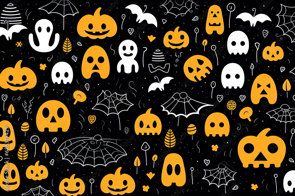 doodle halloween pattern, foreground elements doodle halloween pattern, foreground elements