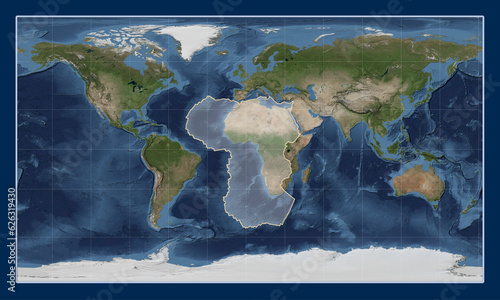 Fototapeta Naklejka Na Ścianę i Meble -  African tectonic plate. Satellite. Patterson Cylindrical.
