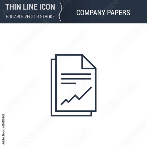 Company Papers Symbol Icon. Sleek Thin Line Business Icon. Stroke Pictogram Graphic for Web Design. High-Quality Outline Symbol Concept. Premium Monoline Aesthetic. Simple and Elegant Logo Design.