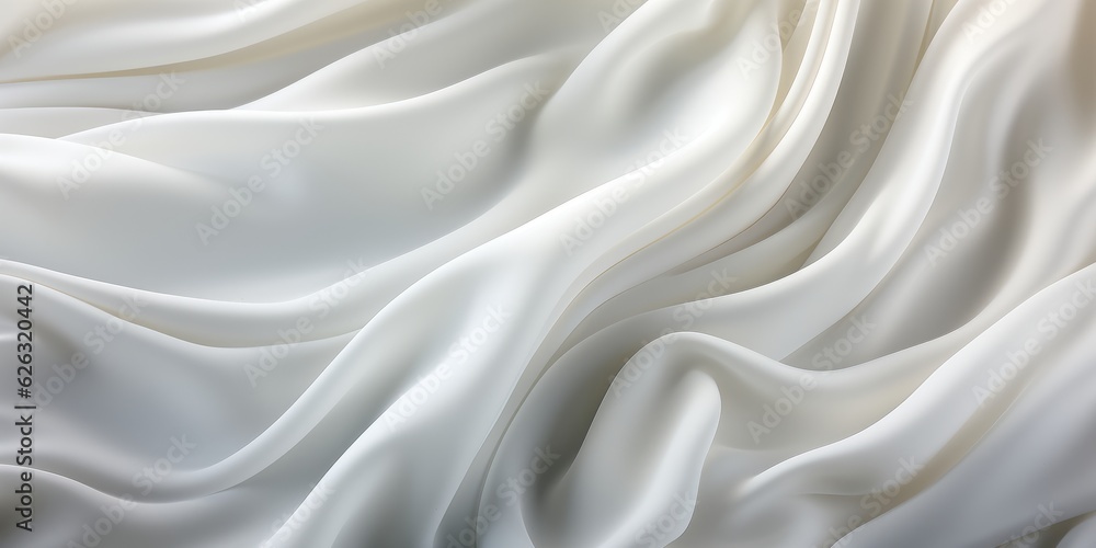 Beautiful smooth elegant wavy white luxury cloth fabric texture, Generative AI