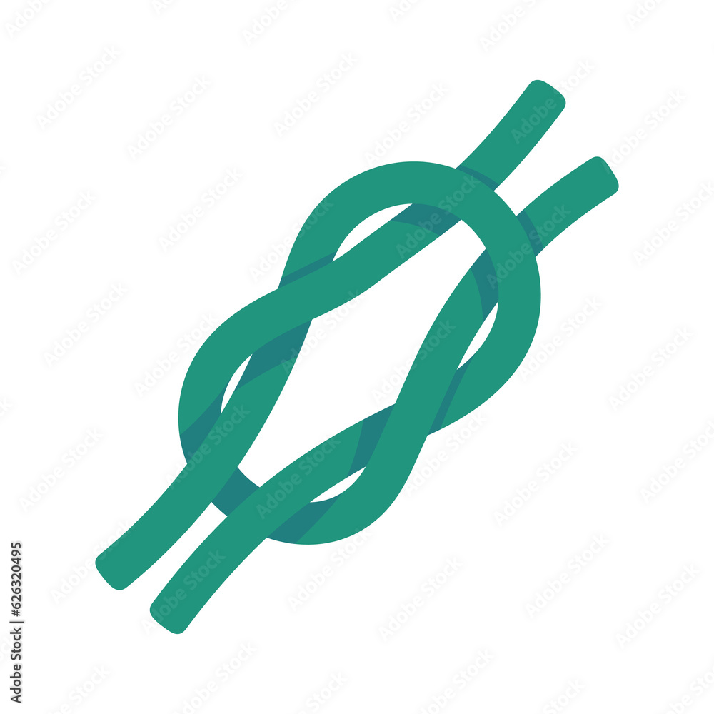 Trekking equipment. Ropes for camping tents in the forest.