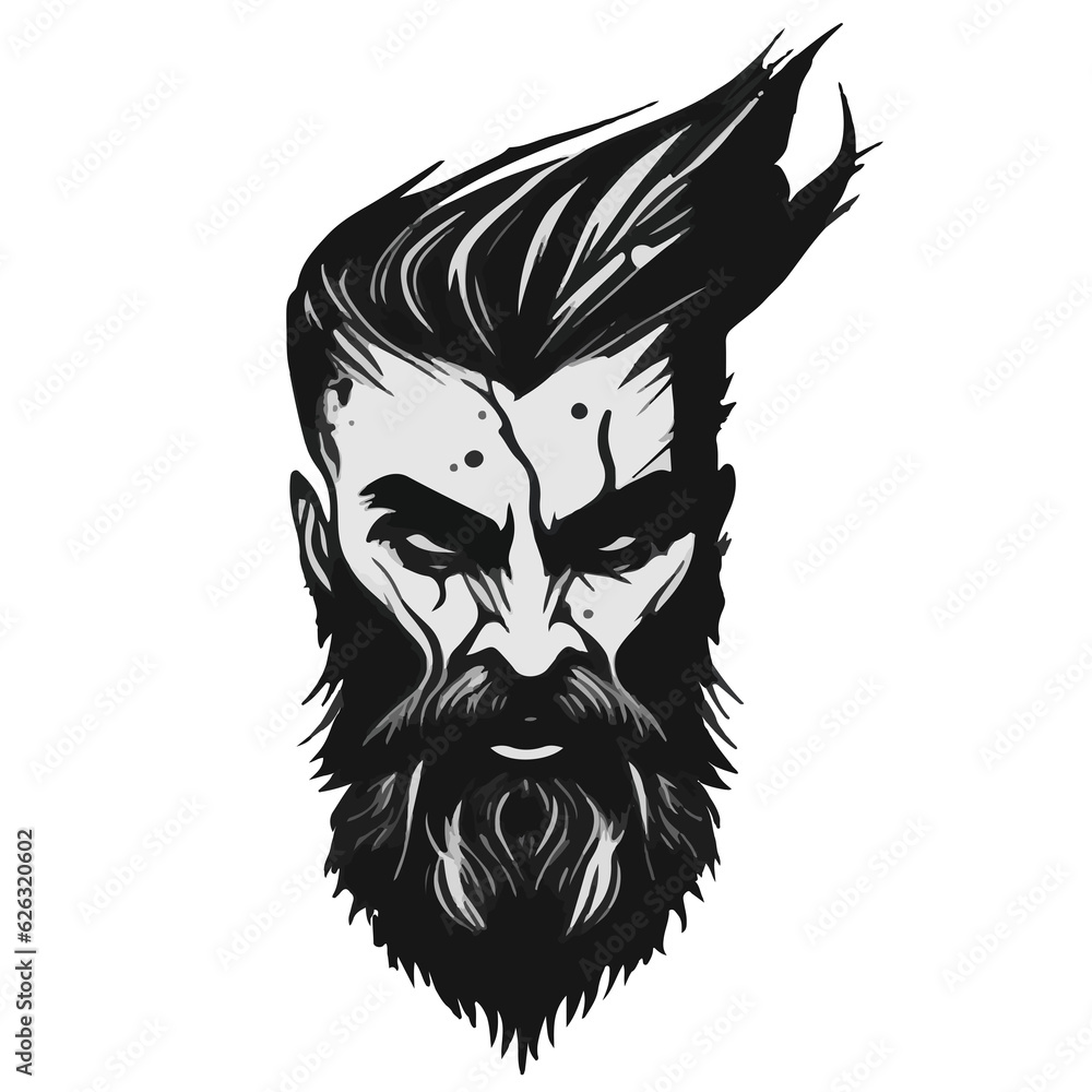 Φωτογραφία Inked Masculinity: Beard Man Tattoo - A Stylish Illustrated Portrait of Male Hip
