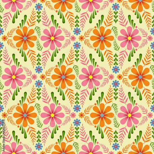 floral pattern background design for ceramic tile pattern  vector pattern  cute illustration  tile design  wrap  wallpaper  card  template  print  vector  illustration  cover