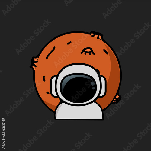 Cute astronot and star illustration vektor photo