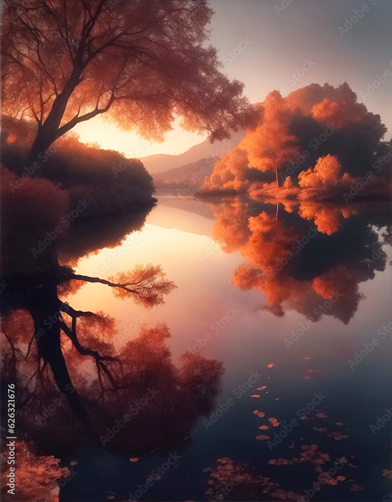 sunset over the lake ai art sunset over the lake ai art
