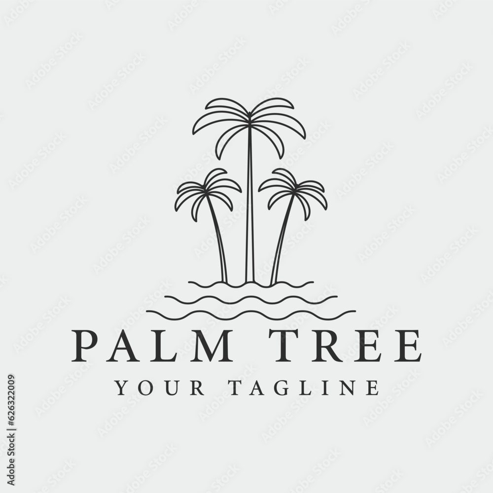 palm tree line art logo vector symbol illustration graphic design