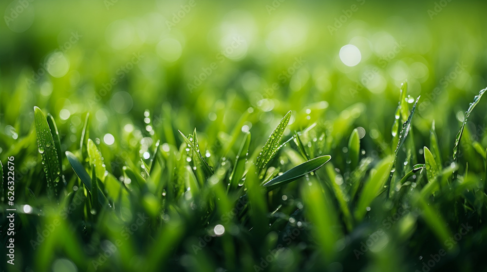 green lawn with fresh grass, generative ai