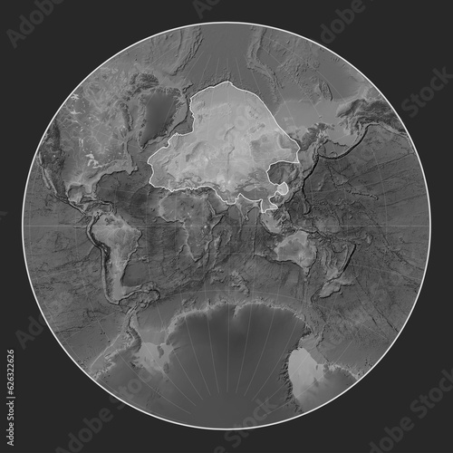 Eurasian tectonic plate. Grayscale. Lagrange. photo