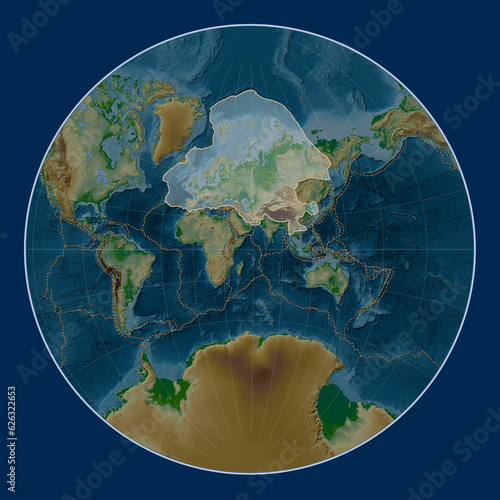 Eurasian tectonic plate. Physical. Lagrange. Boundaries photo