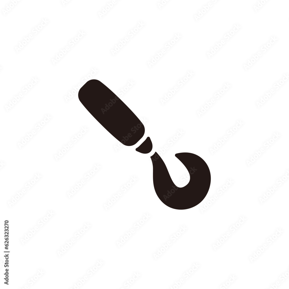 Curly tail grub icon.Flat silhouette version. Curly tail grub icon.Flat silhouette version.