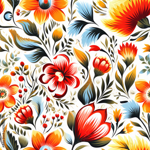 Ukrainian hand painting folklore floral pattern
