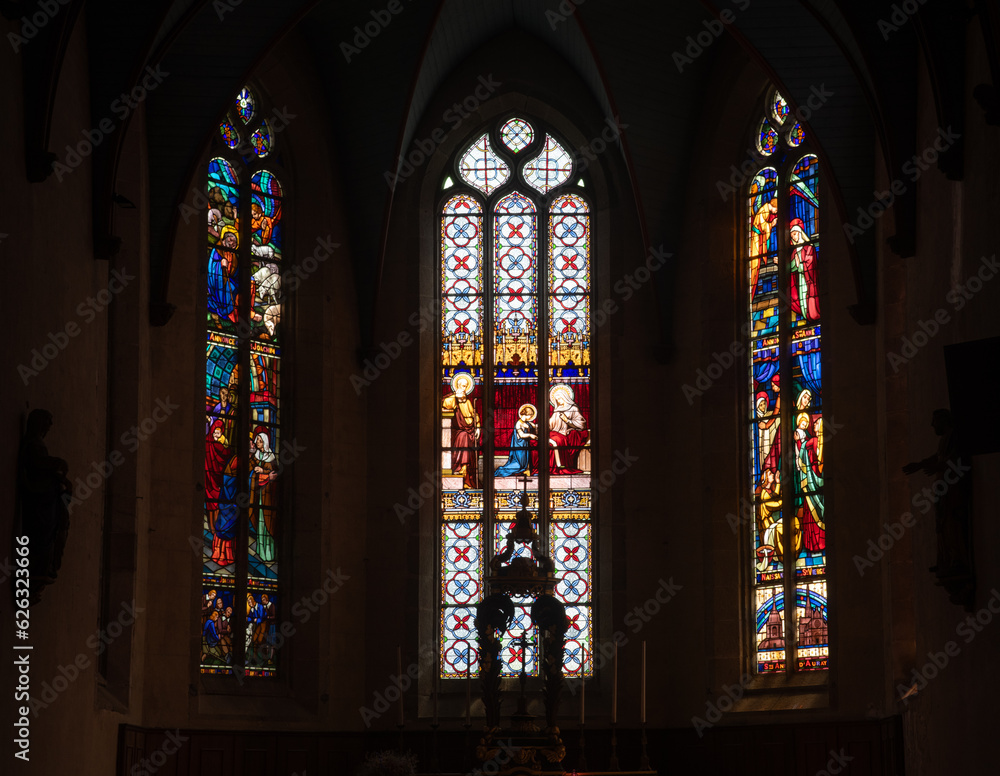 Vitraux de l'église Sainte-Anne-de-la-Palud, Plonévez-Porzay, Finistère, Bretagne, France