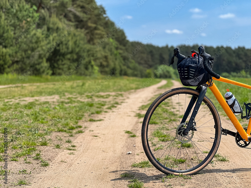 Fototapeta premium Gravel bicycle in the city park on the spring season