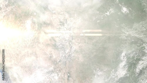 Zoom in from space and focus on Pueblo West, Colorado, USA. 3D Animation. Background for travel intro. Elements of this image furnished by NASA