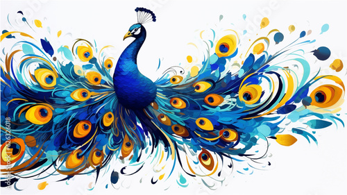 painted peacock pattern on white background illustration  vector  art  pattern  design  floral 