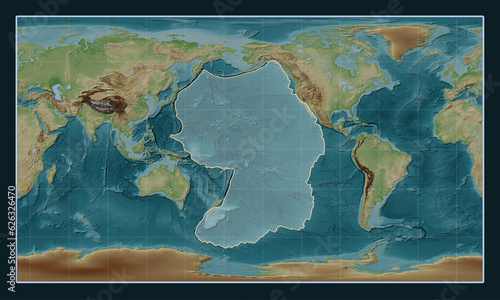 Pacific tectonic plate. Patterson Cylindrical.