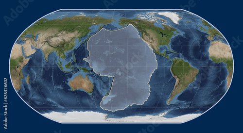 Pacific tectonic plate. Satellite. Robinson.