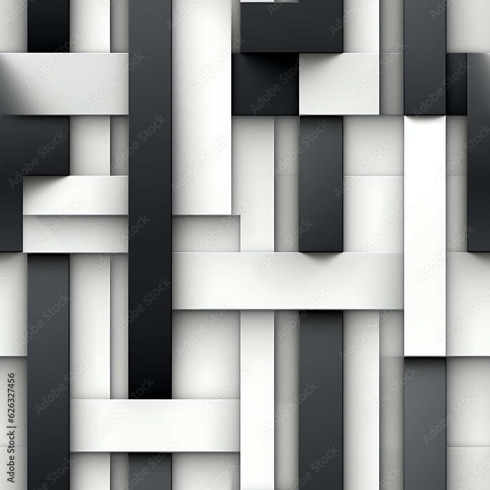 Abstract black and white seamless pattern, bold, flat design, endless tile.
