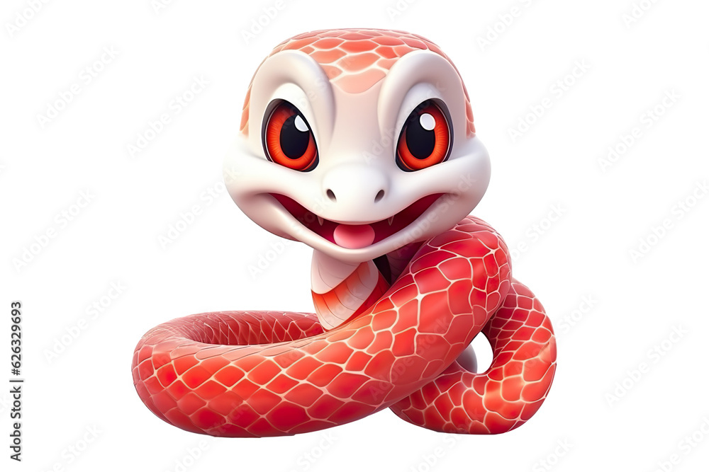 Fototapeta premium Chinese new year cute snake designation smiling, white isolated background PNG