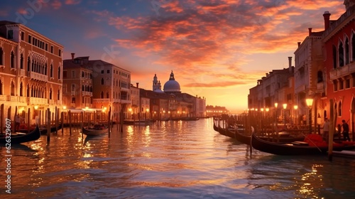 Panoramic view of Venice at sunset.