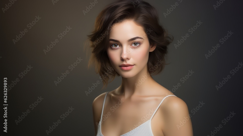 Beauty portrait of young woman in studio. Generative Ai. Beauty portrait of young woman in studio. Generative Ai.