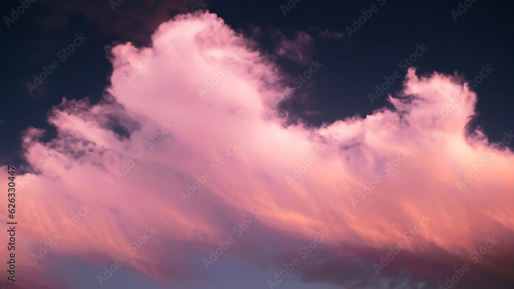 Obraz premium Pink Clouds on a Black Sky, Dawn Hues, Pink, Soft Light- a Wallpaper Background