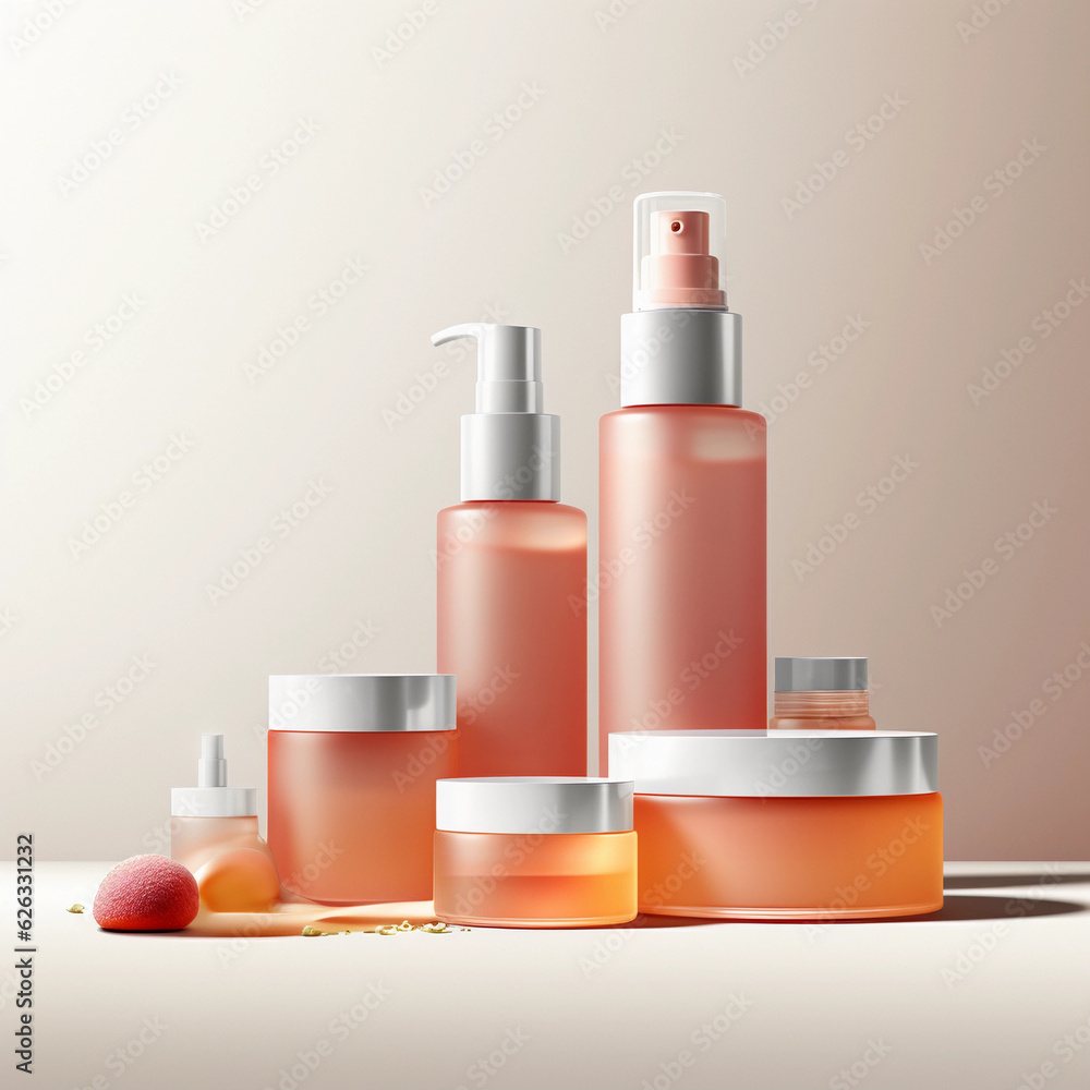Hair care set cosmetics realistic. Shampoo, oil, butter and conditioner. Product mock up