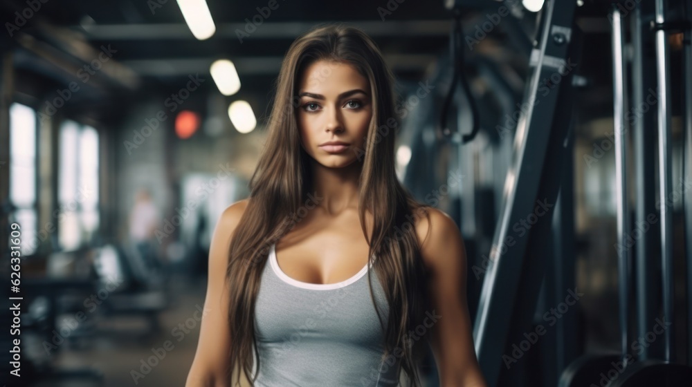 Beautiful young fitness girl in gym. Female fitness. 