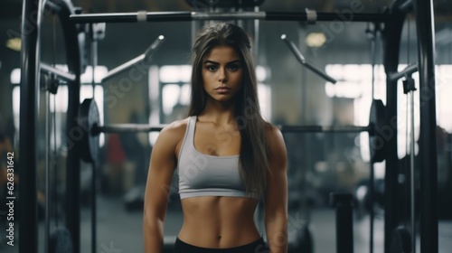 Beautiful young fitness girl in gym. Female fitness. 